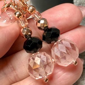 ⭐️🎁Large pink balls and Swarovski earring -rose gold lever back -classic look